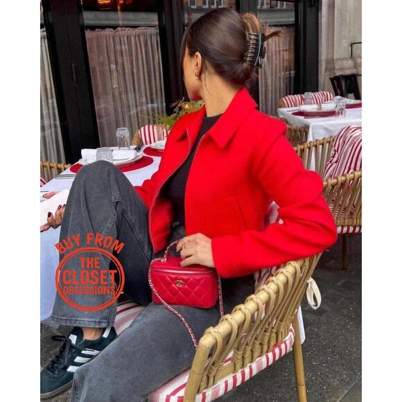 ZARA Red Wool-Blend Cropped Jacket NWT | Structured Collar Coat - Picture 5 of 16